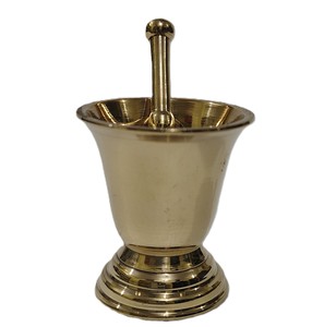 Mini Mortero y Pilón de Latón para Cocina, para Especias y Azafrán, Punkutti Khal Dasta, Nuevo - Product Image 1