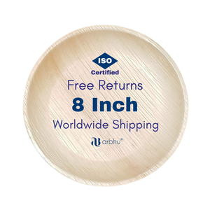 Eco Friendly 8 inch Areca Leaf Plate Round <b>Disposable</b> Compostable Dinner Tray Biodegradable Plant Fiber <b>Tableware</b> Set Bulk - Product Image 1