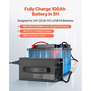 Caricabatterie Intelligente 24V 20A per Batterie al Litio AC DC LiFePO4 con Connettore Anderson, Indicatore LED, Attivazione 0V e Scatola in Alluminio - Product Image 2