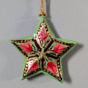 Kashmir Hand-Painted Star Hanging <b>Ornament</b> Hand-Painted Paper Mache Star Christmas <b>Ornament</b> - Product Image 4