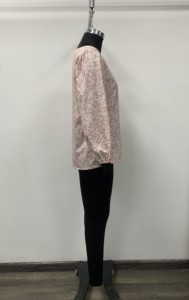 Blusa de Gasa con Cuello en V y Estampado Floral para Mujer, Mangas Abullonadas, Corte Holgado, Estilo Casual para Primavera/Verano - Product Image 3
