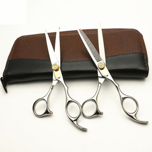 Kit de ciseaux de barbier multicolores en acier poli pour la coupe et l'éclaircissement des cheveux en salon - Product Image 3