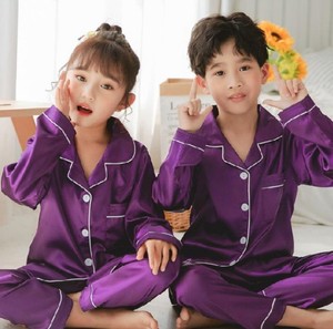 ชุดนอนเด็กแขนยาวสีแดงผ้าซาตินสำหรับเด็กชายและเด็กหญิงชุดนอนฤดูหนาวชุดเด็กสองชิ้น - Product Image 5