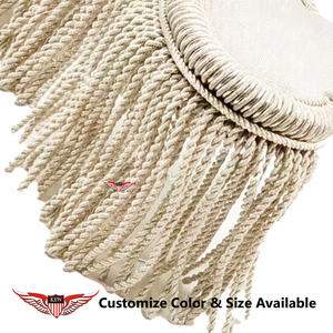 KEW Epaulette de Algodón Blanco Trenzado con Flecos, Estilo Étnico, Adorno Duradero para Hombro - Product Image 3