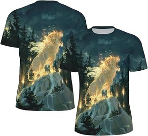 T-shirt blanc pour homme à manches courtes, col rond, imprimé loup, style streetwear, jersey 100% coton, écologique - Product Image 4