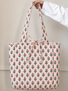 Handmade Quilted Cotton Shoulder Tote <b>Bag</b> Floral Printed <b>Beach</b> Shopping Market Travel Everyday Handbag Gift - Product Image 6