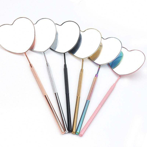 Wholesale Stainless Steel Round Wall Mounted Gold-Plated Lash Extension Inspection <b>Mirror</b> Large Non-Slip Handle Makeup Salon - Product Image 1