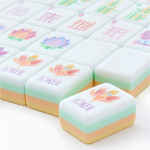Acrylic American Mahjong Tiles 160pcs 4-Layer Laser Engraved Floral Yellow For <b>Gambling</b> Table Game - Product Image 3