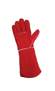 Gants de soudage en cuir rouge Holy Signs International avec doublure en coton, résistants à la chaleur, paume longue renforcée, application TIG droite - Product Image 4