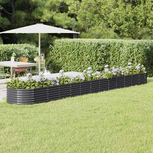 Jardinières et bacs à fleurs surélevés extra longs en acier thermolaqué anthracite - Product Image 1
