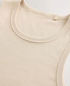 Débardeur sans manches pour homme, coupe classique, col rond, en maille côtelée beige, uni, en polyester, à porter devant, produit économique, sur mesure - Product Image 5
