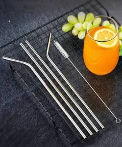 Reusable <b>Metal</b> Drinking <b>Straws</b> 5 Pack Minimalist Design Cocktail Bar Accessories Stainless Steel Straight and Bent Styles - Product Image 1