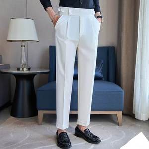 Pantalon de costume droit pour homme, style britannique, polyvalent, élégant, avec boutons décoratifs, vente directe d'usine - Product Image 2