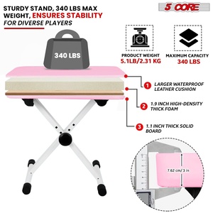 5 Core Keyboard Bench 3 Inch Padded Piano <b>Stool</b> Adjustable 20.5" Guitar Seat Heavy Duty <b>Portable</b> - Product Image 3