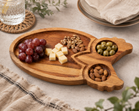 Handgemaakte uilen houten serveerschaal dienblad acaciahouten snack serveerplank decoratief dienblad voor eten