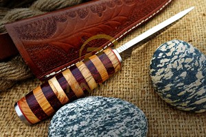 Couteau de chasse à lame fixe en acier carbone fait main de qualité supérieure, manche en bois, étui en cuir, couteau de camping en plein air, OEM/ODM, logo personnalisé DIY - Product Image 4