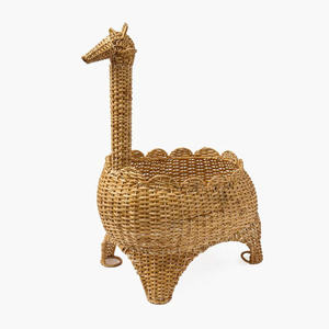 Panier en rotin girafe fantaisie, fait main, en forme d'animal, pour rangement de jouets design, conteneur de rangement en rotin - Product Image 1