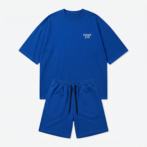 High Quality Oversized drop shoulder women's 2 piece <b>set</b> custom printed logo short ladies <b>twin</b> <b>set</b> - Product Image 3
