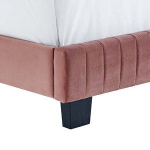 Modern Velvet Queen <b>Bed</b> Frame Contemporary Hotel Bedroom Furniture Set Durable Fabric Design - Alena - Product Image 2
