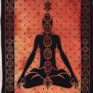 Tapiz de Pared con Estampado de Siete Chakras, Decoración para el Hogar, Tapiz de Algodón, Múltiples Colores, Hecho a Mano por Artistas Indios - Product Image 1