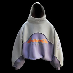 Hoodie Streetwear Homme Personnalisé de Haute Qualité, Coupe et Couture Sur Mesure, Patchwork, Bordure Courte, Coton Brut 100% Personnalisé, Coupe Oversize - Product Image 6