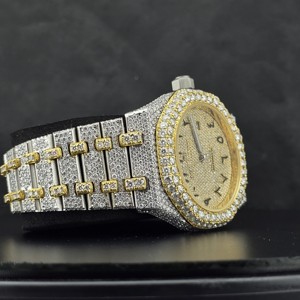 Reloj Mecánico Automático de Lujo para Hombre, Caja de Acero Inoxidable con Incrustaciones de Diamantes, Visualización de Fecha Analógica, Botón de Presión, Estilo Hip Hop, 41 mm, 20 mm - Product Image 2