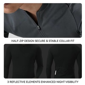 Maillot de cyclisme gris personnalisé pour homme à manches longues, fermeture éclair intégrale, anti-transpiration, respirant, séchage rapide, pour vélo de route - Product Image 5