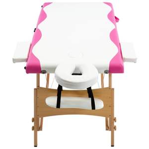 Table de massage pliable 2 zones blanche et rose, construction en bois - Product Image 4