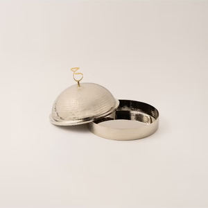Plateau en acier inoxydable avec couvercle, forme ronde, vaisselle moderne et écologique, service de table occidental - Product Image 6