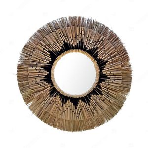 Espejo de paja con doble borde de algas marinas para decoración del hogar, espejo de paja para decoración de la sala de estar - Product Image 4