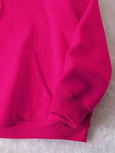 Sweat-shirt à capuche oversize rose bonbon pour femme, en molleton doux, décontracté, pour tous les jours, mode hiver. - Product Image 2