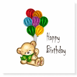 Wholesale Quilling <b>Paper</b> Card Teddy Quilled Balloons Design Theme Custom <b>Handmade</b> Birthday Bear Luxury 3D Birthday Card - Product Image 1