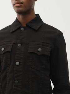 <b>Men's</b> Loose Cotton Canvas Shirt <b>Jacket</b> Workwear Style Turn-down Collar <b>Long</b> Sleeve Solid Black Autumn Wear - Product Image 5