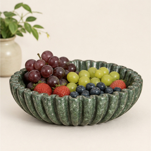 Cuenco Clásico de Mármol Verde Acanalado, Lujosa Frutera Decorativa de Piedra, Cuenco Ondulado de Piedra Natural Verde, Precio al por Mayor - Product Image 6