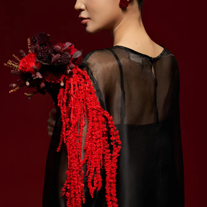 Robe d'été élégante en organza transparente de luxe à manches classiques, col rond en soie, coupe droite ample, pour maternité, décontractée ou formelle, ODM - Product Image 1