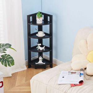 4-Tier Corner <b>Shelf</b> Wood Storage Stand Multipurpose <b>Small</b> Space Shelving <b>Unit</b> for Home Office Bathroom Wall Display <b>Shelves</b> - Product Image 3