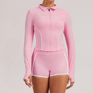 Conjuntos de Yoga para Mujer, 2 Piezas, Top Deportivo con Cuello Halter y Detalle Cruzado, Shorts para Ejercicio, Gimnasio, Yoga, Fitness, Venta al Por Mayor - Product Image 3