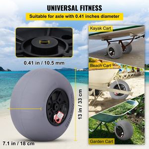 Pneumatici di ricambio da 13 pollici per sabbia, ruote a palloncino da spiaggia con asse in acciaio inossidabile da 32 pollici per carrelli kayak, carrelli canoa, pneumatici in TPU per spiaggia - Product Image 3