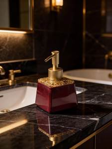 Burgundy & Gold Resin <b>Soap</b> Dispenser <b>Set</b>- Handmade <b>Soap</b> or Lotion <b>Set</b>-Luxury Gift - Product Image 3
