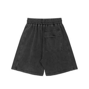 Custom Vintage Acid Wash Mid Waist <b>Man</b> Hip Hop Streetwear <b>Shorts</b> High Style with Solid <b>Pattern</b> Elastic Waist Closure & Pockets - Product Image 2