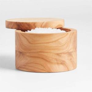 ภาชนะไม้ไผ่ทรงกลมพร้อมฝาปิดสำหรับเก็บเครื่องเทศ จัดระเบียบครัว - Product Image 6