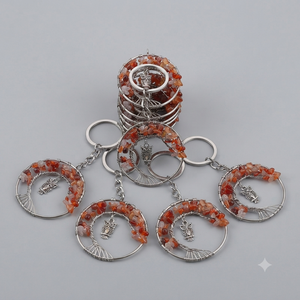 Llavero de cristal de alta calidad con árbol de la vida de cornalina roja, llavero de piedra natural con diseño de búho, regalos para mujeres. - Product Image 5