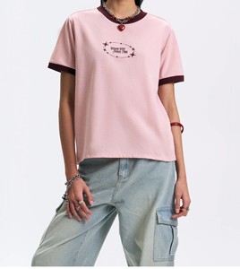 เสื้อยืดแฟชั่นผู้ชาย แขนยาว สีพื้น 100% โพลีเอสเตอร์ สีชมพู/กรมท่า คอตั้ง ปรับแต่งได้ เสื้อยืดแบบยูนิเซ็กซ์ - Product Image 2
