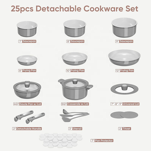 Ensemble de cuisson complet 8 pièces antiadhésif avec revêtement céramique – Poêles, casseroles, cuiseurs vapeur et accessoires de différentes tailles, compatibles four et lave-vaisselle - Product Image 6
