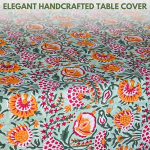 Block Print Dining Tablecloths Manufacturers 100% cotton <b>table</b> Cloth for Hotels Customized Party <b>Table</b> <b>Cover</b> - Product Image 4