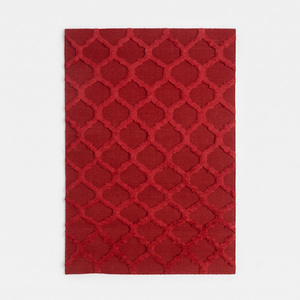 <b>Red</b> <b>Wool</b> Raised Moroccan Trellis Lattice Rug Eco-Friendly Non-Slip Modern Design for Bedroom Living Room Hotel Bathroom - Product Image 1