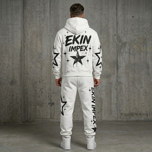 Custom <b>Sweat</b> <b>Suits</b> Heavyweight Cotton Puff Print Sweatsuits Jogger <b>Suits</b> Flared Sweatpants and Hoodie Sets 500gsm Tracksuit Men - Product Image 4