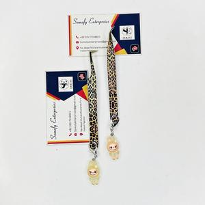 Somofy Enterprises Eyelash Tweezers Stainless Steel Precision Tip with <b>Leopard</b> <b>Print</b> Strap Labubu Charm Perfect Grip 10mm Length - Product Image 3