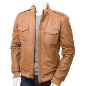 Comfortable Men's Premium Leather Jacket Waterproof Breathable High Street Style Front Logo-Smooth winter jacket - Product Image 3