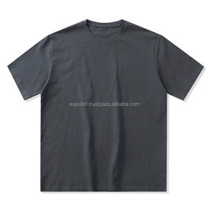 Camisetas de algodón de cáñamo de 240g Camisetas de manga corta teñidas lisas para hombres - Product Image 2